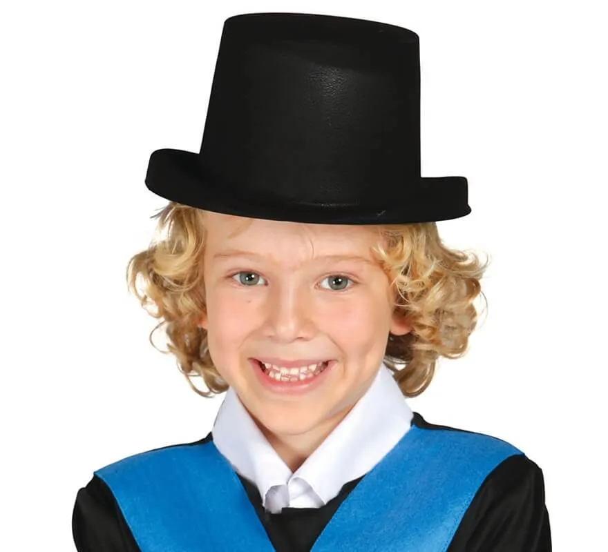 Cappello a cilindro nero floccato per bambini